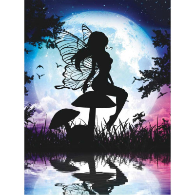 Холст с красками 30 х 40 см по номерам Силуэт ангела в ночи Рыжий Кот Х-9229